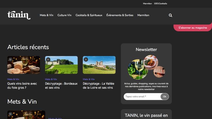 Tanin magazine inaugure son site internet